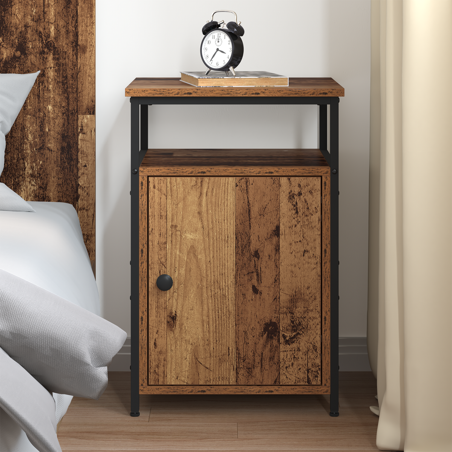 Nachtkastje met lade Oud hout Bewerkt hout is nu te koop bij PeponiXL, paradijselijk wonen!