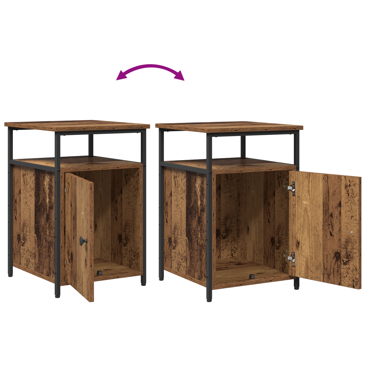 Nachtkastje met lade 2 pcs Oud hout Bewerkt hout is nu te koop bij PeponiXL, paradijselijk wonen!