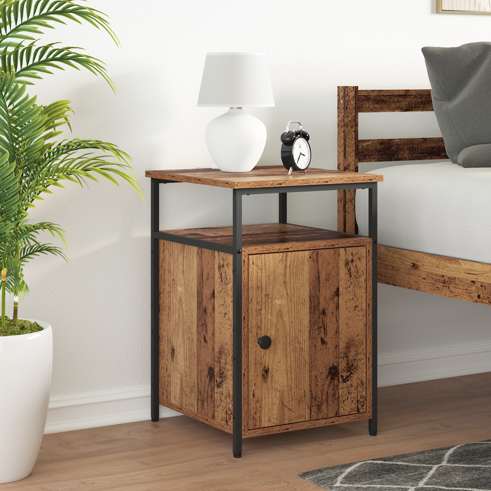 Nachtkastje met lade 2 pcs Oud hout Bewerkt hout is nu te koop bij PeponiXL, paradijselijk wonen!
