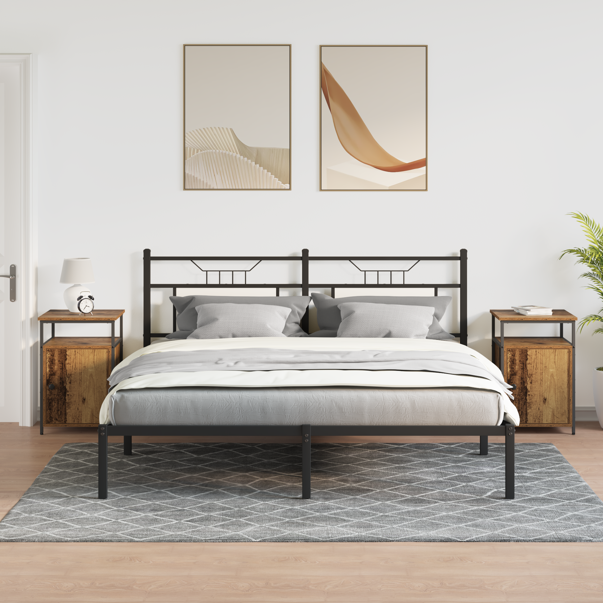 Nachtkastje met lade 2 pcs Oud hout Bewerkt hout is nu te koop bij PeponiXL, paradijselijk wonen!