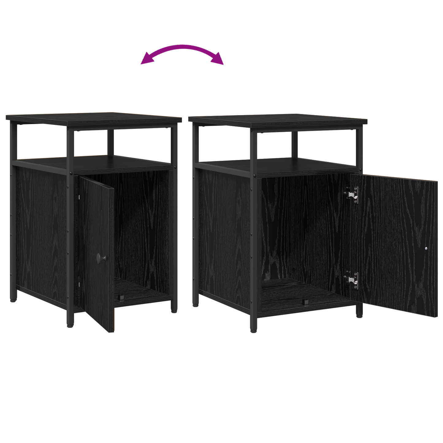 Nachtkastje met lade 2 pcs Zwart eiken Bewerkt hout is nu te koop bij PeponiXL, paradijselijk wonen!