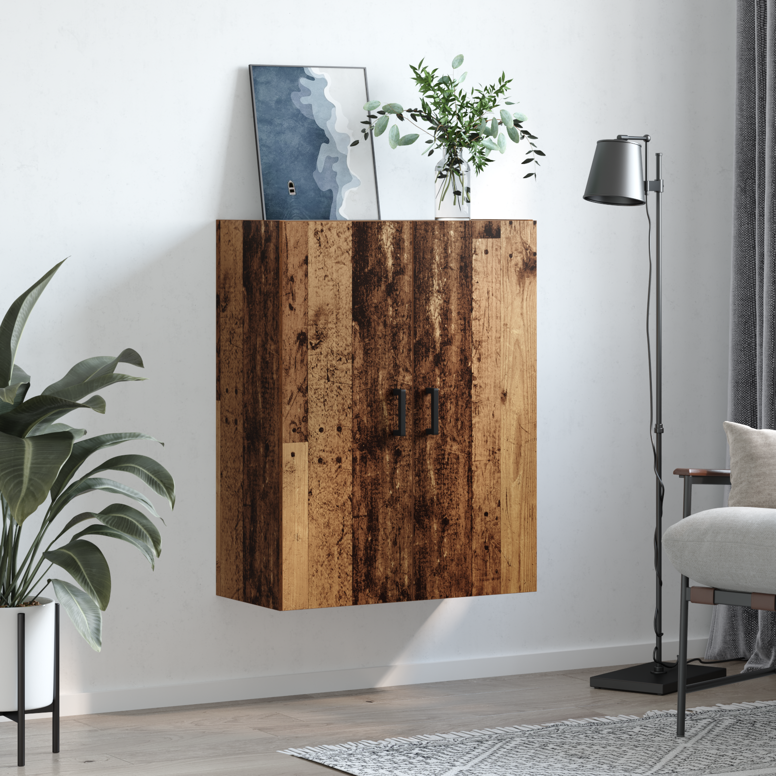 Wandkast Wandgemonteerd Oudhout 69,5 x 34 x 90 cm Bewerkt hout is nu te koop bij PeponiXL, paradijselijk wonen!