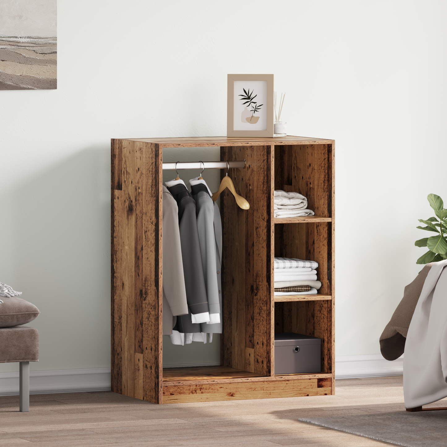 Kledingkast met plank met opslag Oudhout 77 x 48 x 102 cm is nu te koop bij PeponiXL, paradijselijk wonen!