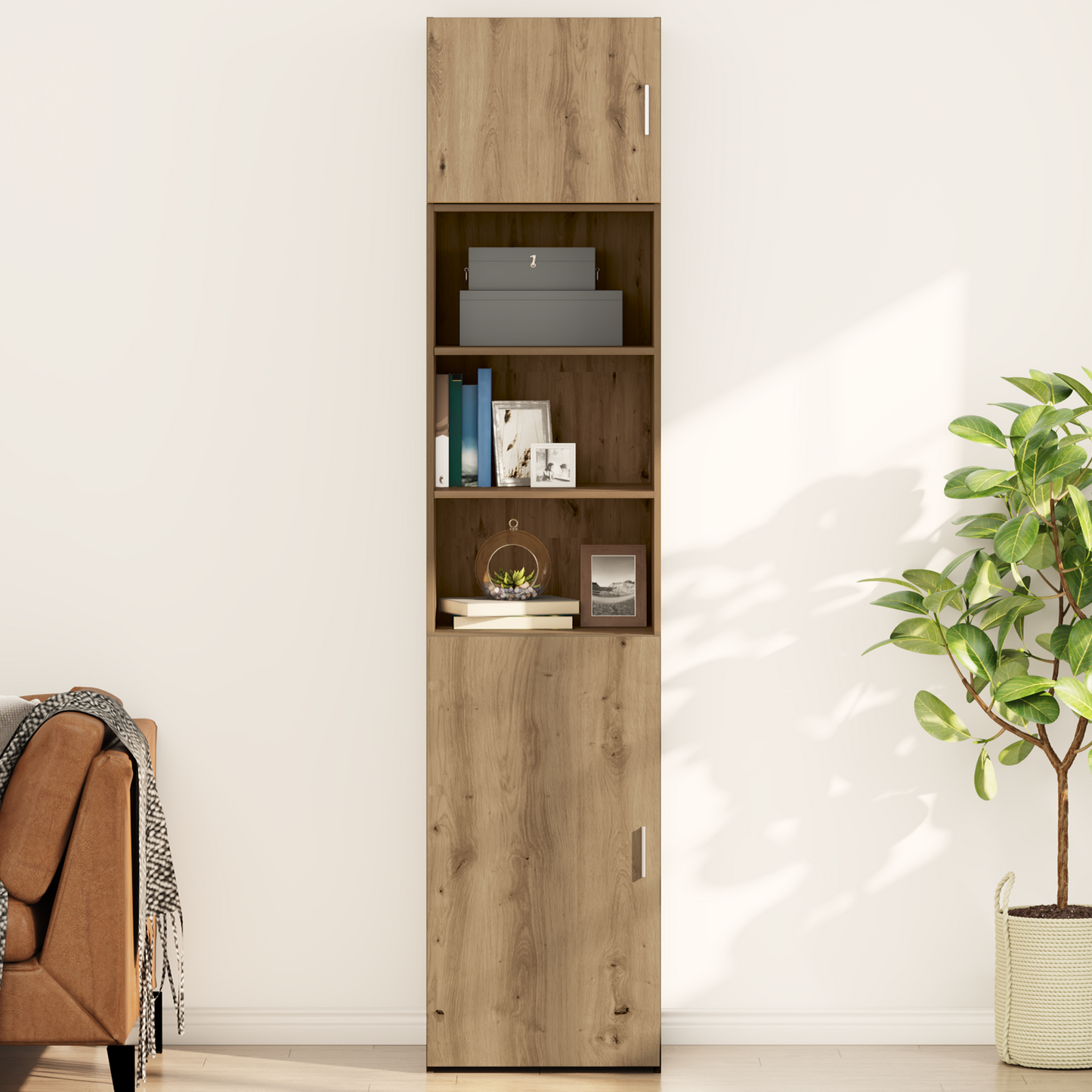 Wandkast artisanaal eikenkleurig 50 x 42.5 x 40 cm Bewerkt hout is nu te koop bij PeponiXL, paradijselijk wonen!