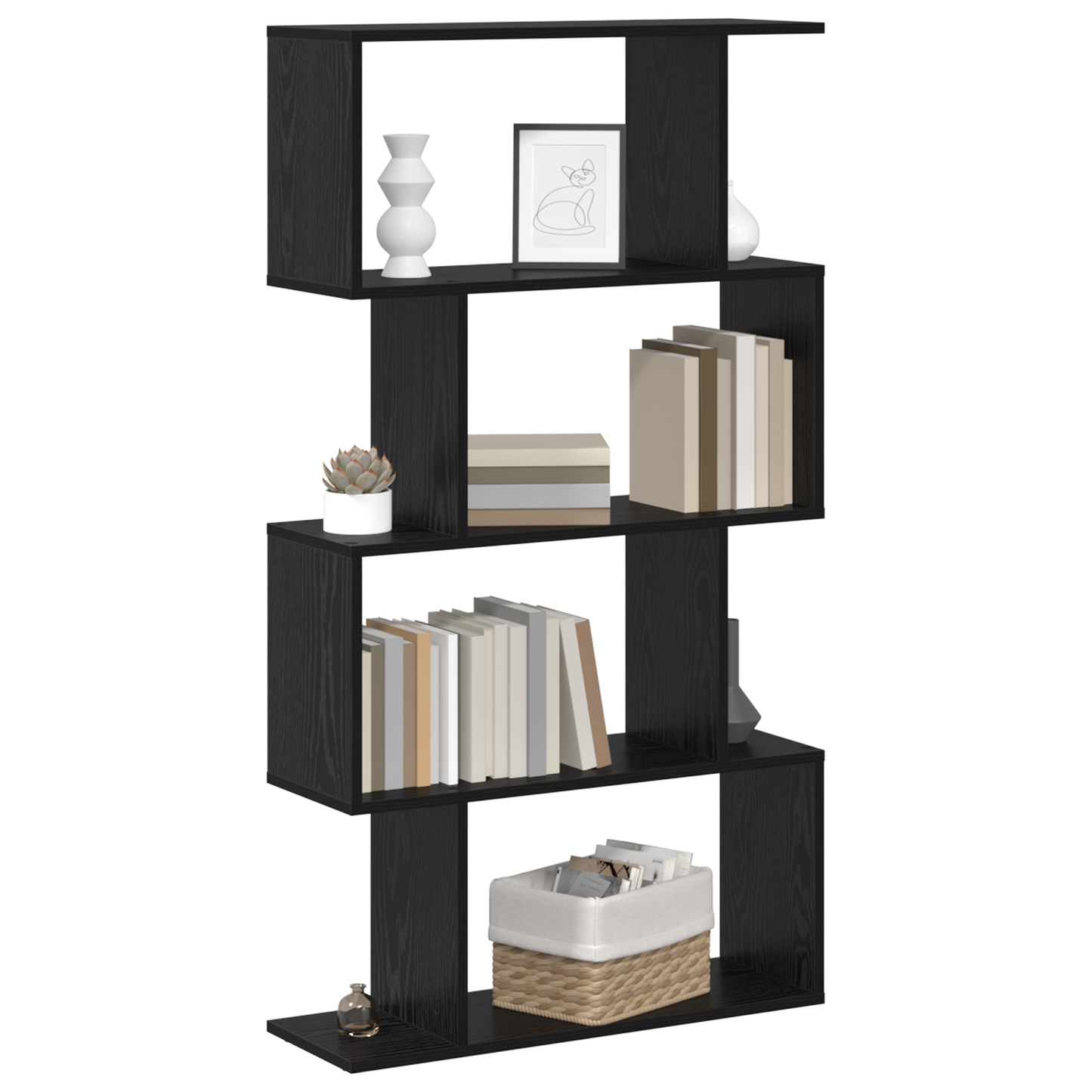 Boekenkast Zwart Eiken 70 x 24 x 129 cm Bewerkt hout is nu te koop bij PeponiXL, paradijselijk wonen!