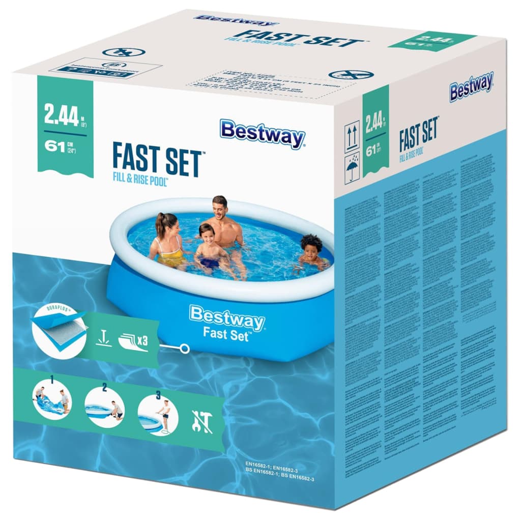 Bestway Zwembad Fast Set opblaasbaar rond 244x66 cm 57265 is nu te koop bij PeponiXL, paradijselijk wonen!