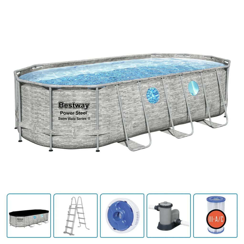 Bestway Zwembadset Power Steel Swim Vista Series 549x274x122 cm is nu te koop bij PeponiXL, paradijselijk wonen!