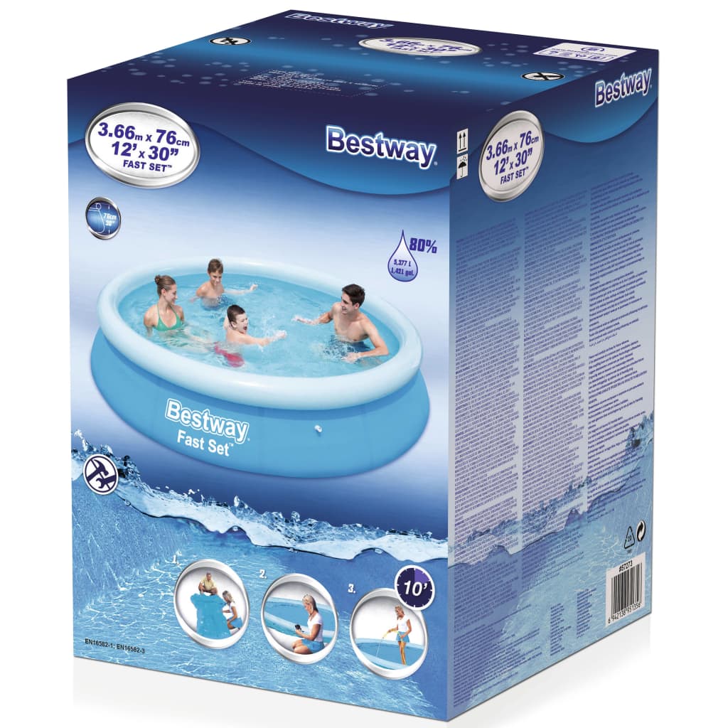 Bestway Zwembad Fast Set opblaasbaar rond 366x76 cm 57273 is nu te koop bij PeponiXL, paradijselijk wonen!