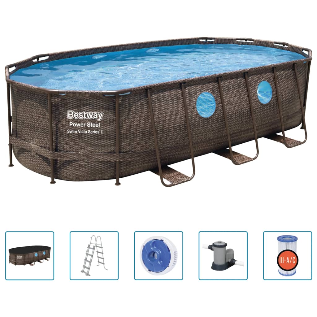 Bestway Zwembadset Power Steel Swim Vista Series 549x274x122 cm is nu te koop bij PeponiXL, paradijselijk wonen!