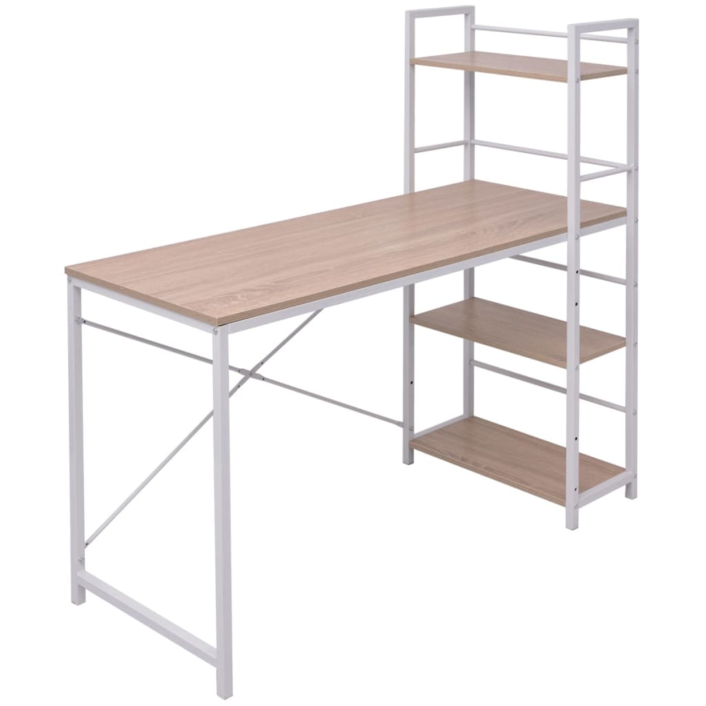 Bureau met boekenkast 4-laags eikenkleurig is nu te koop bij PeponiXL, paradijselijk wonen!