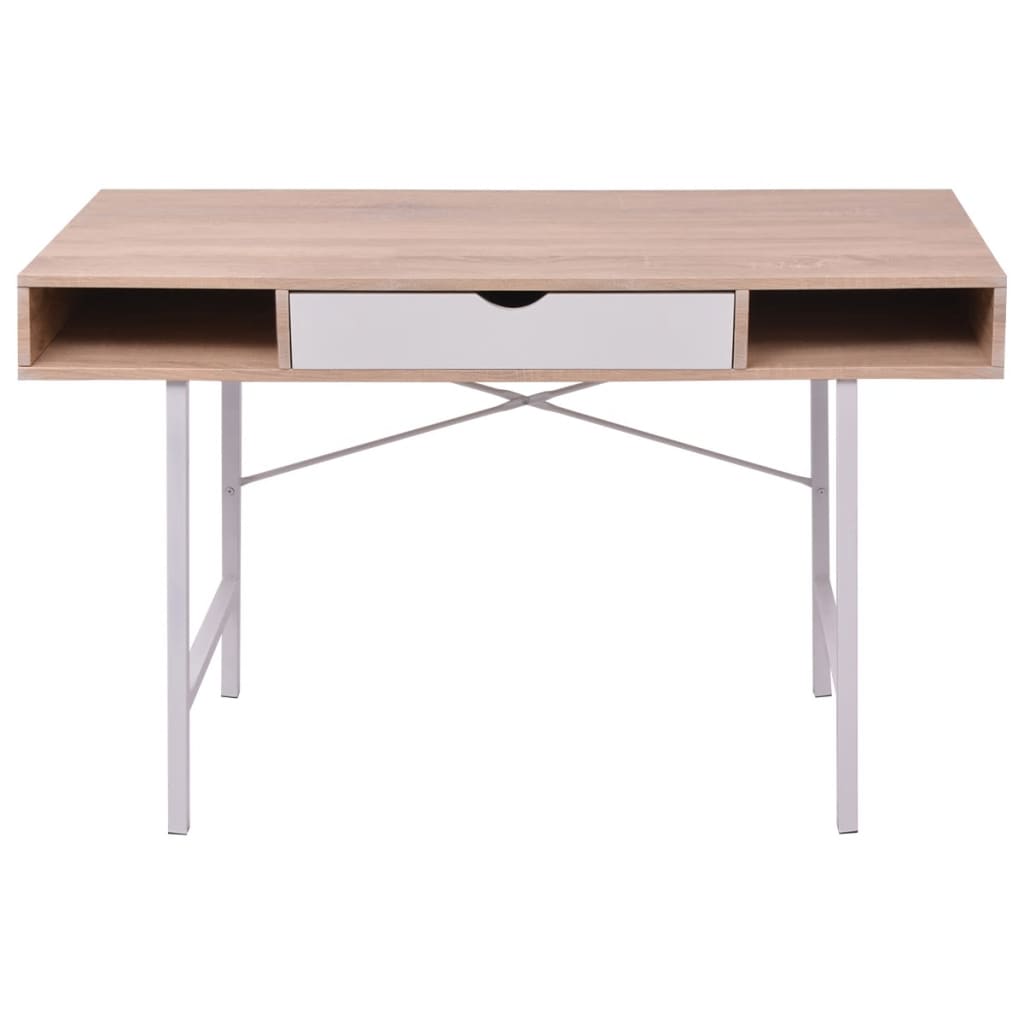 bureau met 1 lade eiken en wit is nu te koop bij PeponiXL, paradijselijk wonen!