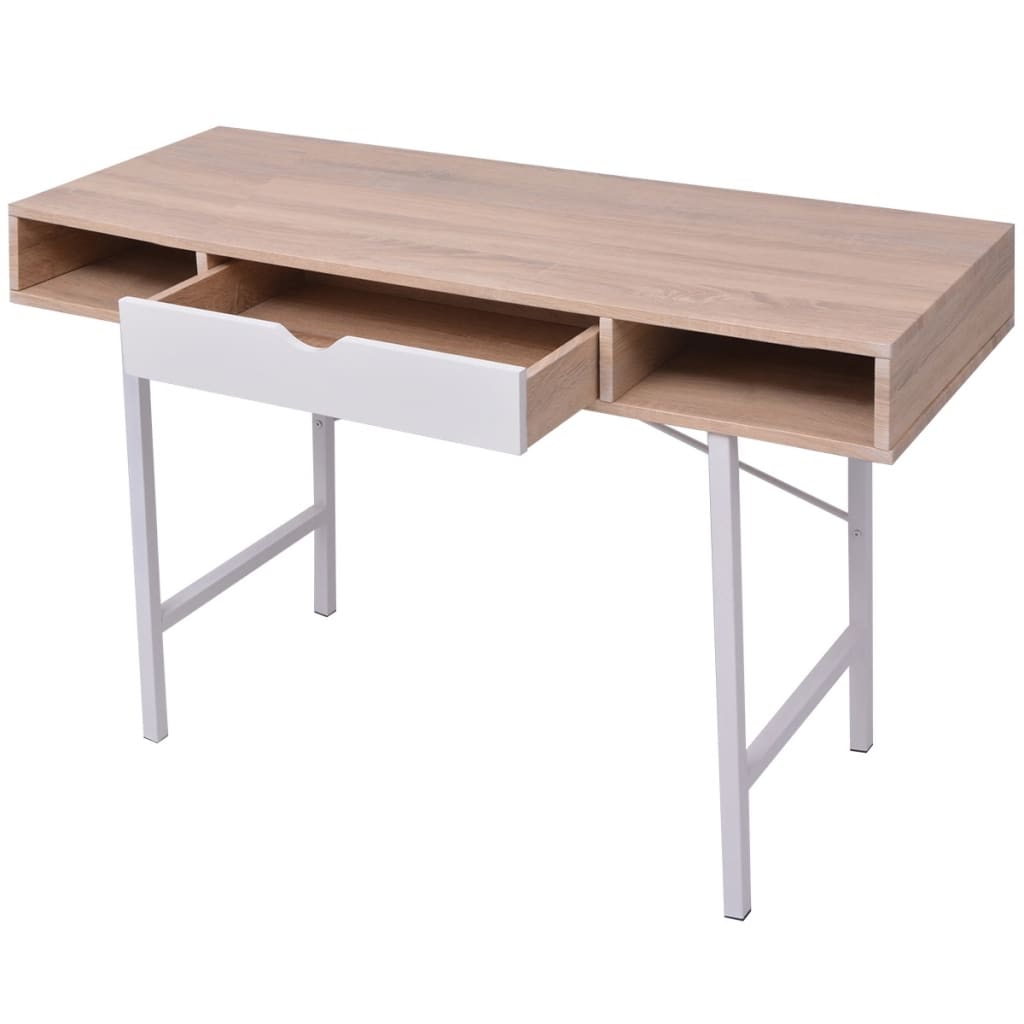 bureau met 1 lade eiken en wit is nu te koop bij PeponiXL, paradijselijk wonen!