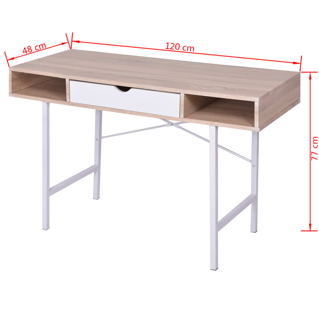 bureau met 1 lade eiken en wit is nu te koop bij PeponiXL, paradijselijk wonen!