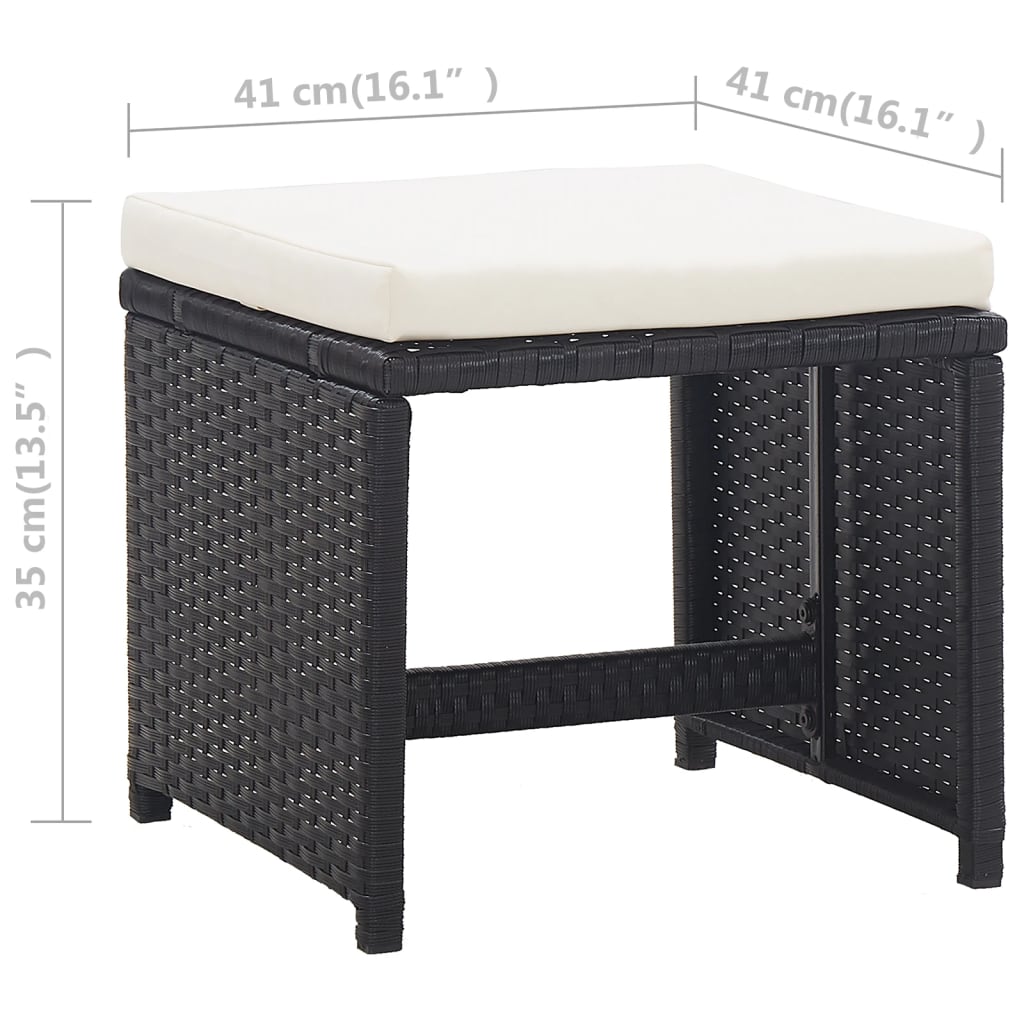 9-delige Tuinset met kussens poly rattan zwart is nu te koop bij PeponiXL, paradijselijk wonen!