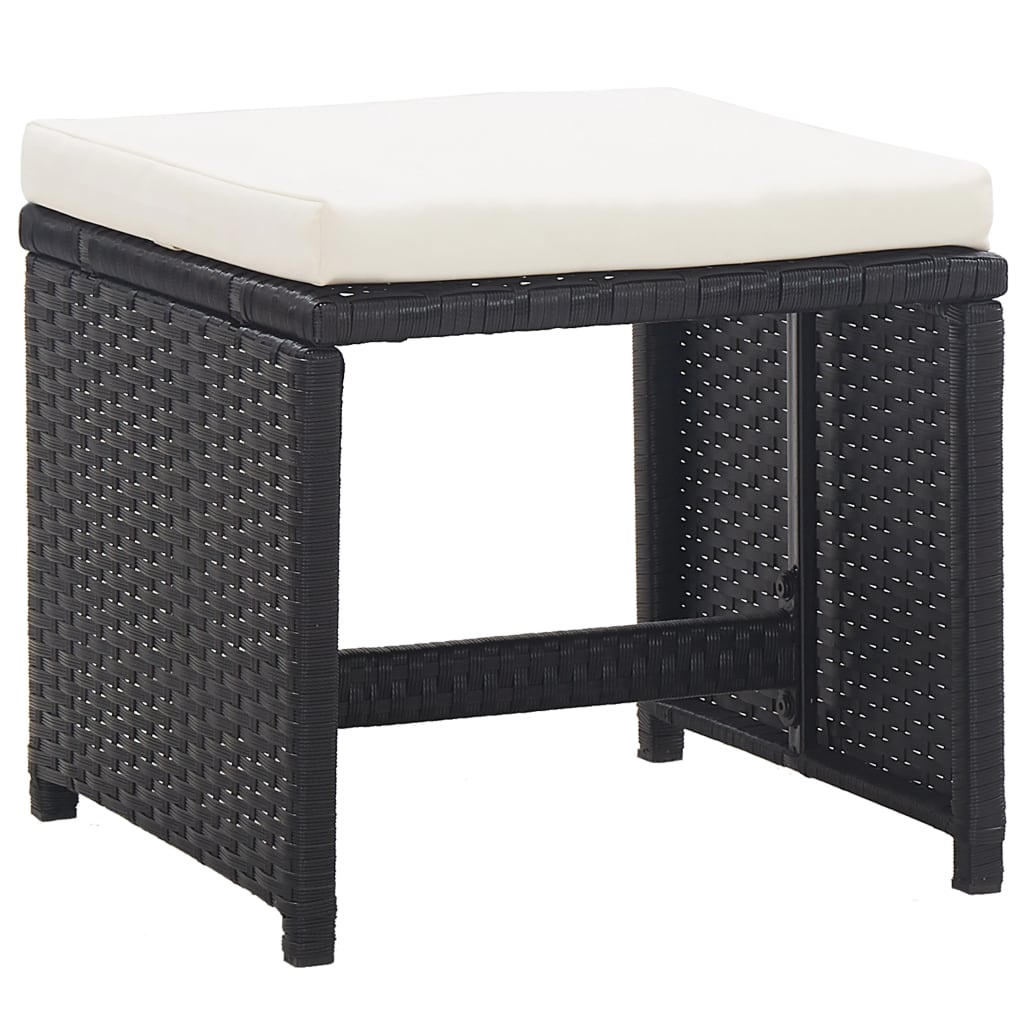 11-delige Tuinset met kussens poly rattan zwart is nu te koop bij PeponiXL, paradijselijk wonen!