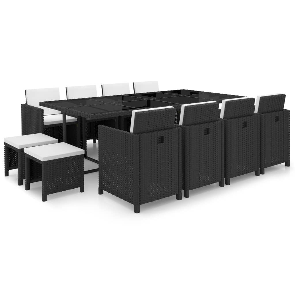 13-delige Tuinset met kussens poly rattan zwart is nu te koop bij PeponiXL, paradijselijk wonen!