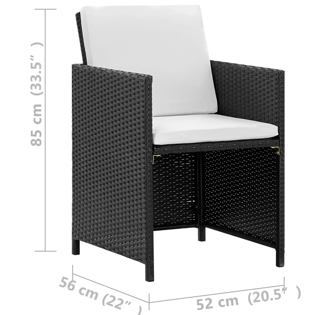 13-delige Tuinset met kussens poly rattan zwart is nu te koop bij PeponiXL, paradijselijk wonen!