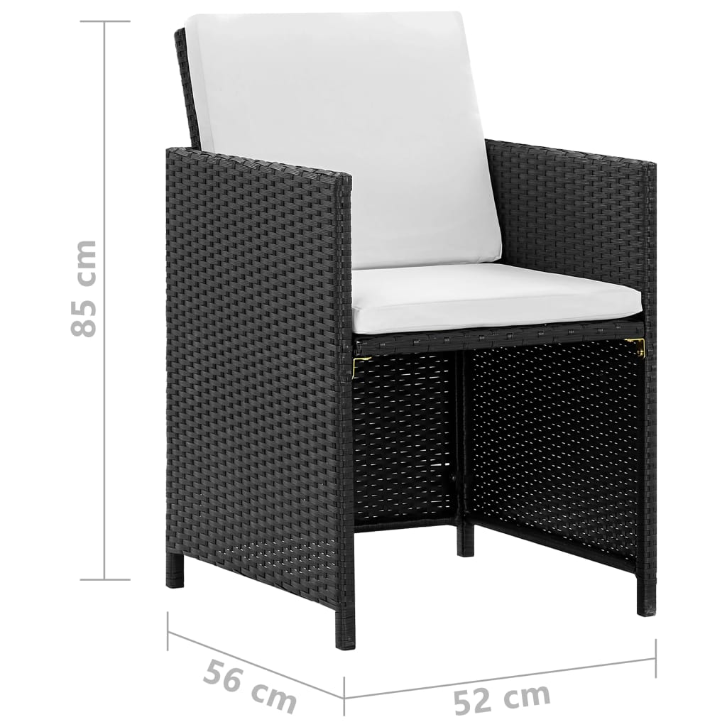 9-delige Tuinset met kussens poly rattan zwart is nu te koop bij PeponiXL, paradijselijk wonen!