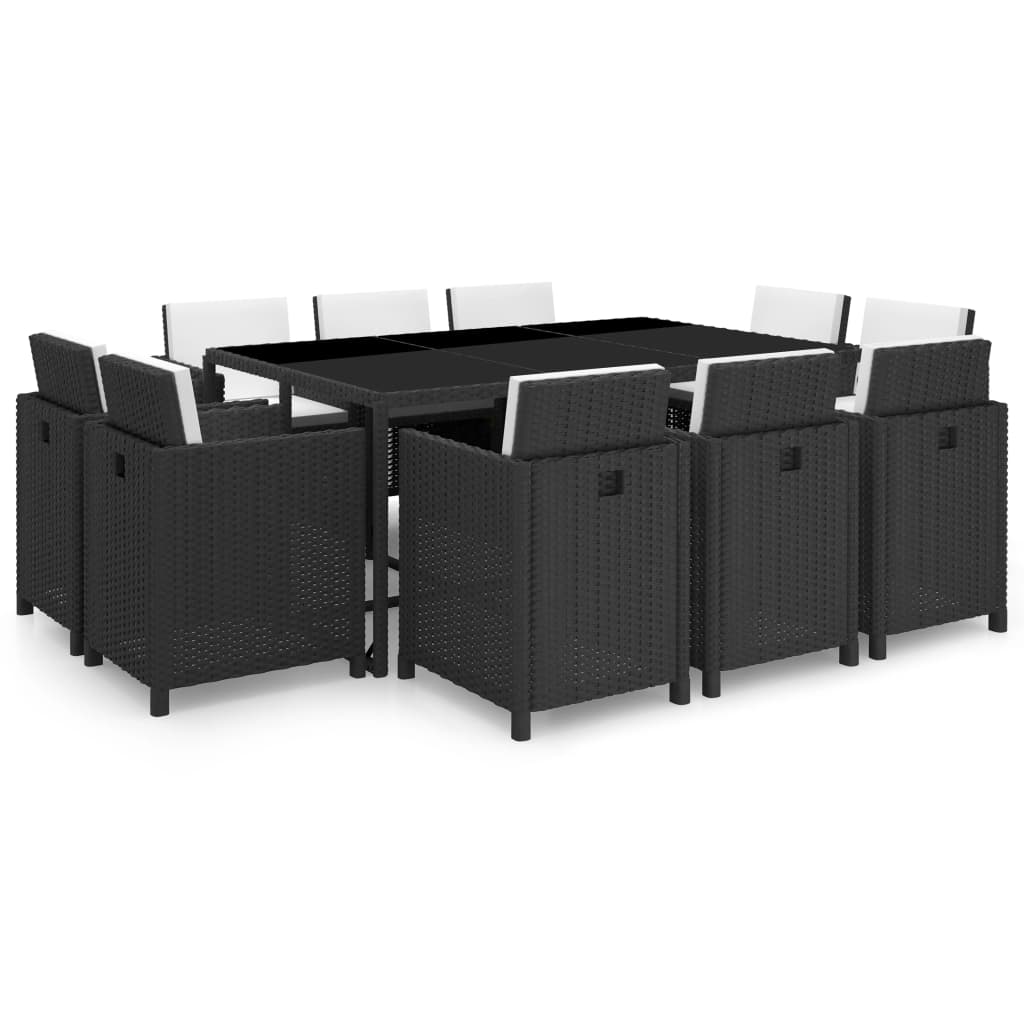 11-delige Tuinset met kussens poly rattan zwart is nu te koop bij PeponiXL, paradijselijk wonen!