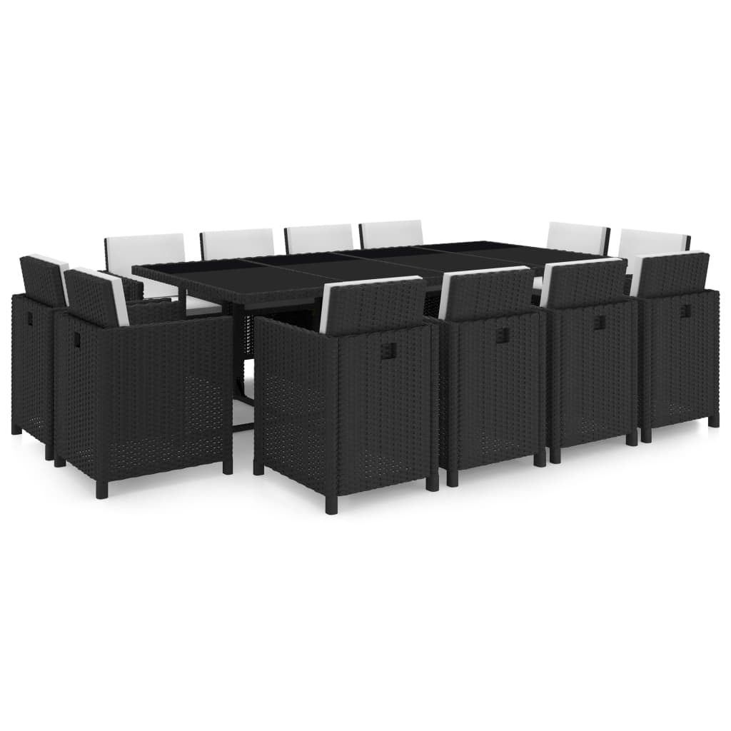 13-delige Tuinset met kussens poly rattan zwart is nu te koop bij PeponiXL, paradijselijk wonen!