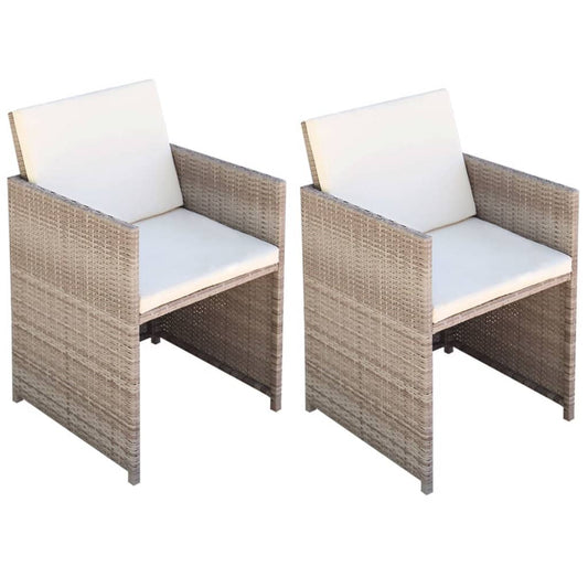 Tuinstoelen 2 st met kussens poly rattan beige is nu te koop bij PeponiXL, paradijselijk wonen!