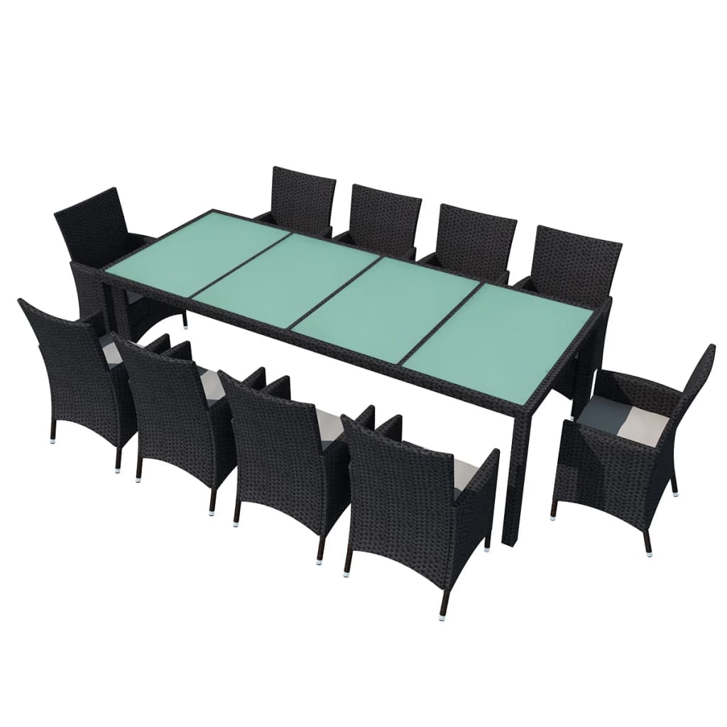 11-delige Tuinset met kussens poly rattan zwart is nu te koop bij PeponiXL, paradijselijk wonen!