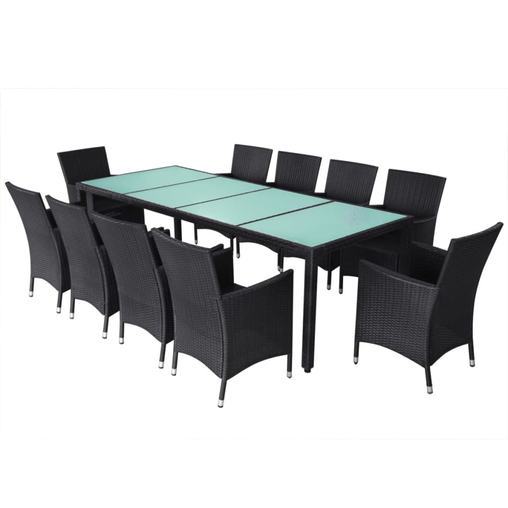 11-delige Tuinset met kussens poly rattan zwart is nu te koop bij PeponiXL, paradijselijk wonen!