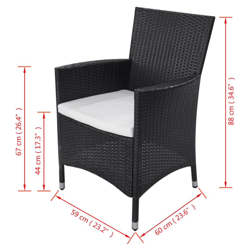 11-delige Tuinset met kussens poly rattan zwart is nu te koop bij PeponiXL, paradijselijk wonen!