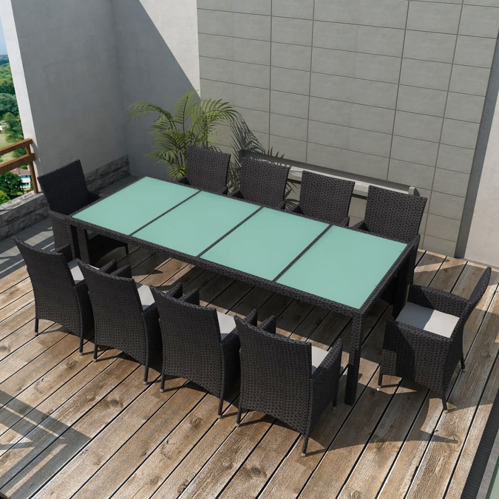 11-delige Tuinset met kussens poly rattan zwart is nu te koop bij PeponiXL, paradijselijk wonen!