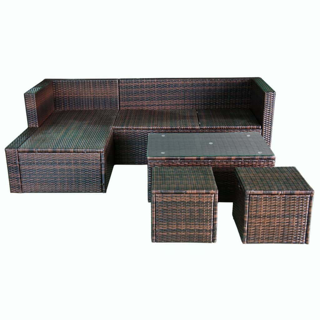 4-delige Loungeset met kussens poly rattan bruin is nu te koop bij PeponiXL, paradijselijk wonen!