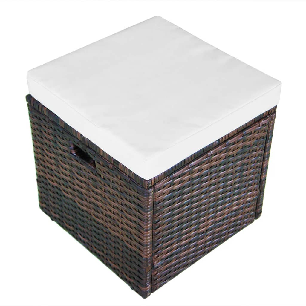 4-delige Loungeset met kussens poly rattan bruin is nu te koop bij PeponiXL, paradijselijk wonen!
