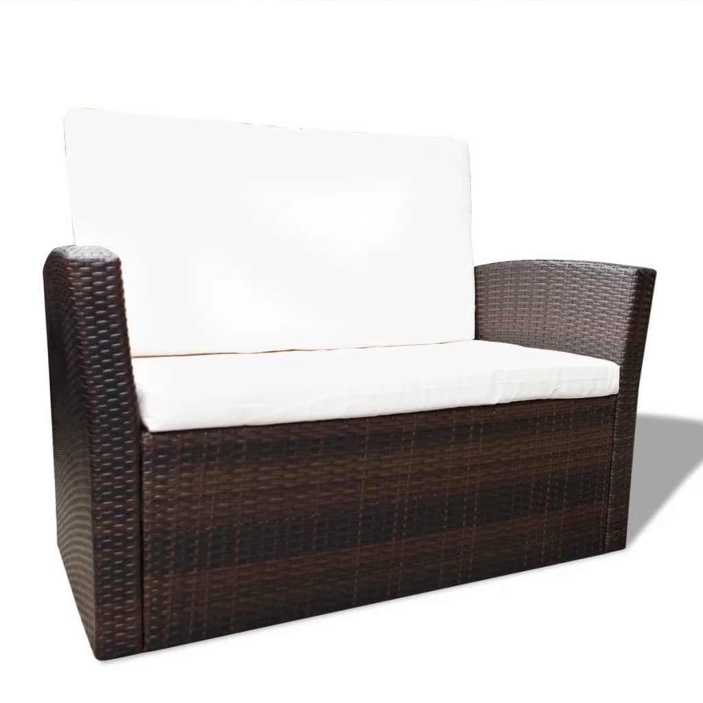 4-delige Loungeset met kussens poly rattan bruin is nu te koop bij PeponiXL, paradijselijk wonen!