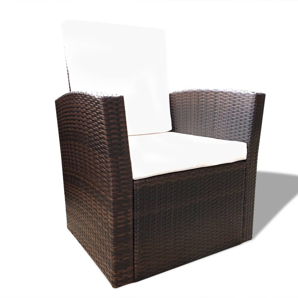 4-delige Loungeset met kussens poly rattan bruin is nu te koop bij PeponiXL, paradijselijk wonen!