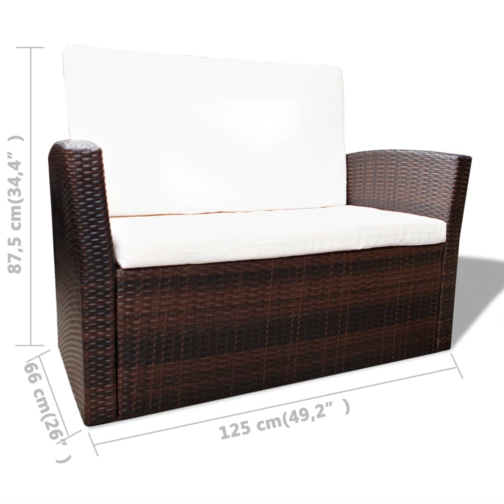 4-delige Loungeset met kussens poly rattan bruin is nu te koop bij PeponiXL, paradijselijk wonen!