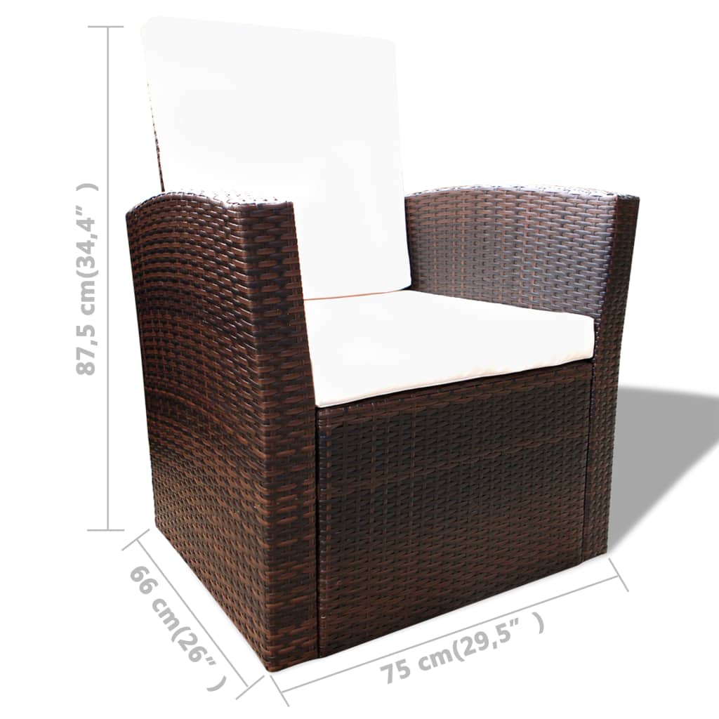 4-delige Loungeset met kussens poly rattan bruin is nu te koop bij PeponiXL, paradijselijk wonen!