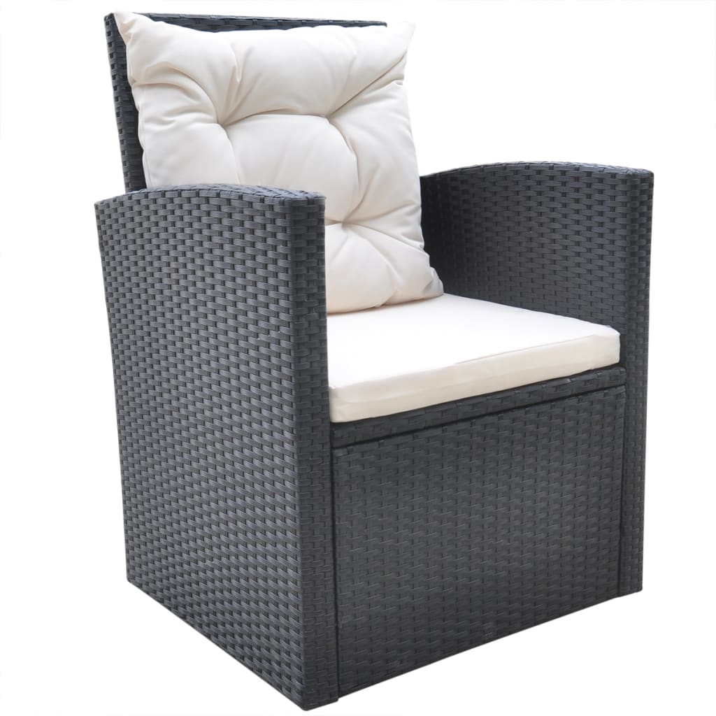 6-delige Tuinset met kussens poly rattan zwart is nu te koop bij PeponiXL, paradijselijk wonen!