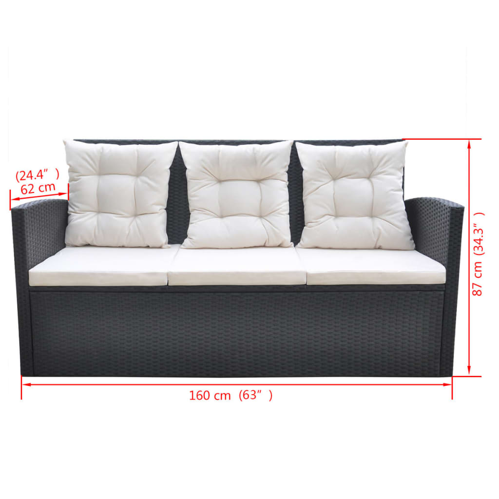6-delige Tuinset met kussens poly rattan zwart is nu te koop bij PeponiXL, paradijselijk wonen!