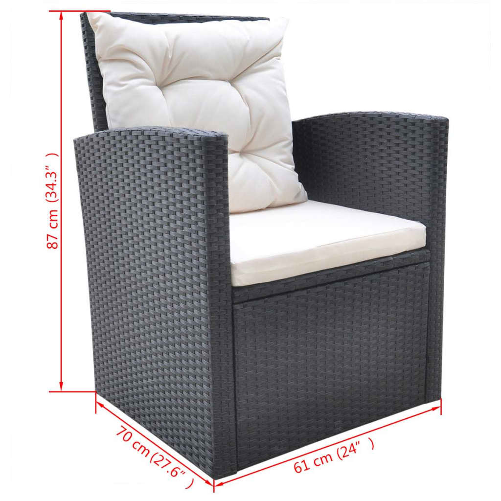 6-delige Tuinset met kussens poly rattan zwart is nu te koop bij PeponiXL, paradijselijk wonen!