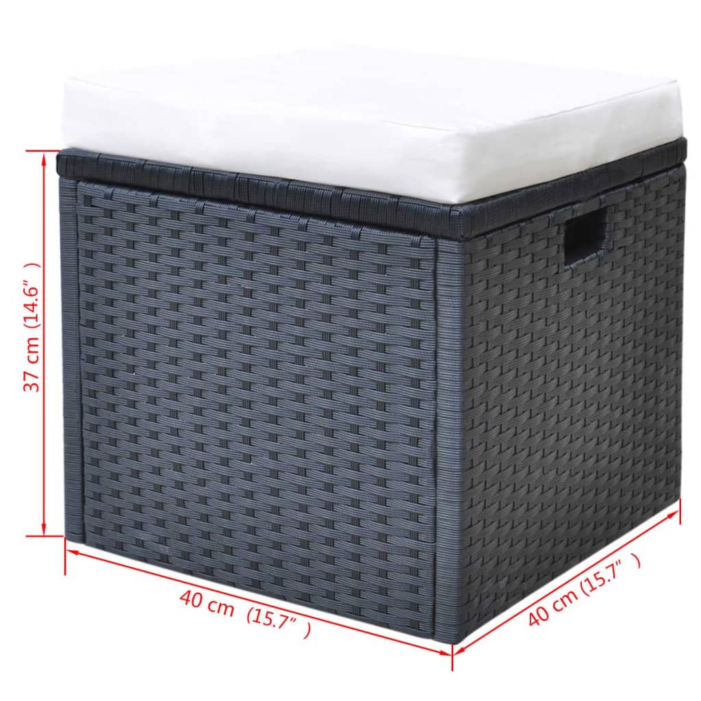 6-delige Tuinset met kussens poly rattan zwart is nu te koop bij PeponiXL, paradijselijk wonen!