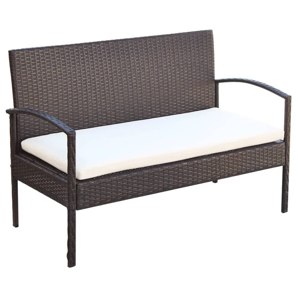 4-delige Loungeset met kussens poly rattan bruin is nu te koop bij PeponiXL, paradijselijk wonen!
