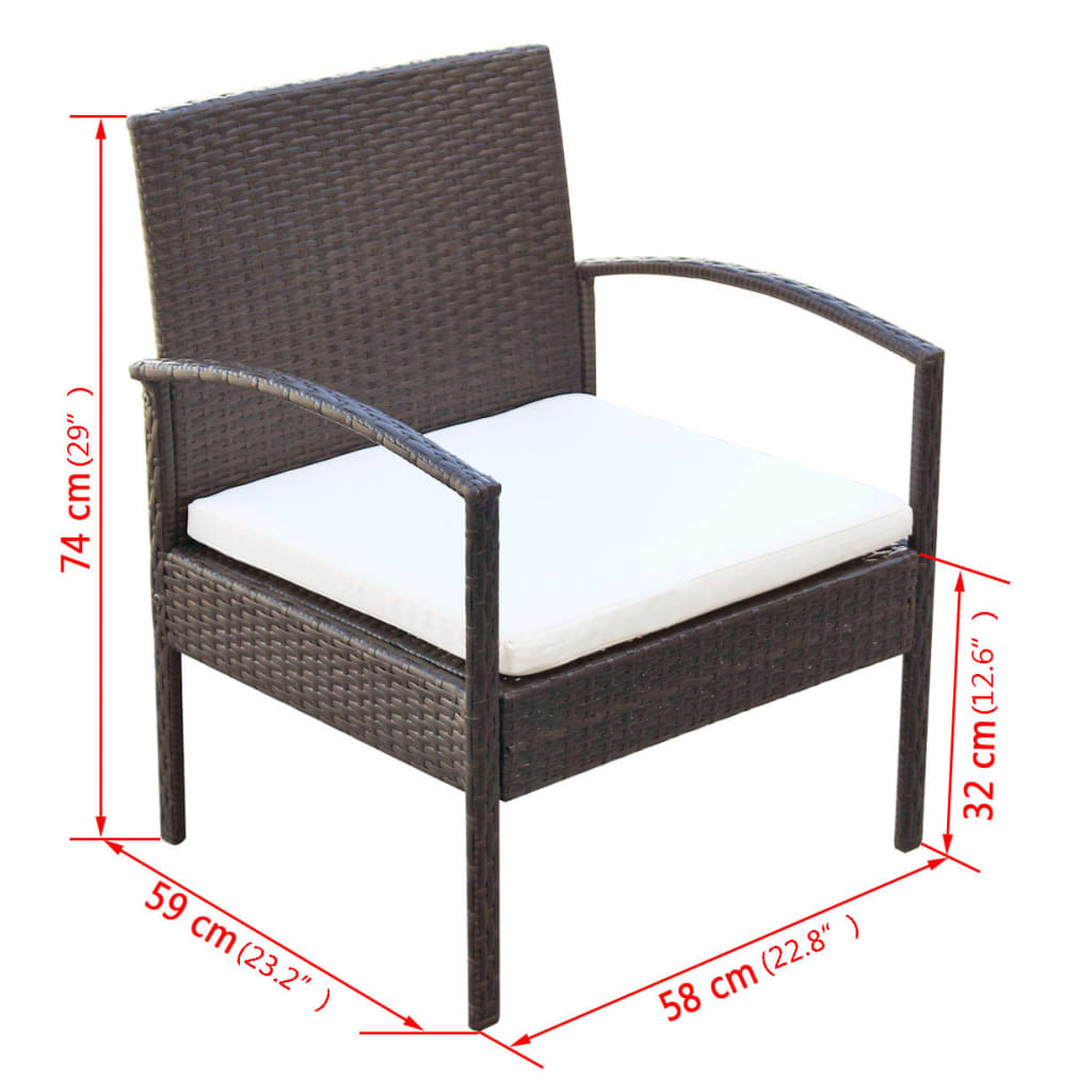 4-delige Loungeset met kussens poly rattan bruin is nu te koop bij PeponiXL, paradijselijk wonen!