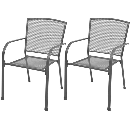 Tuinstoelen stapelbaar 2 st staal grijs is nu te koop bij PeponiXL, paradijselijk wonen!