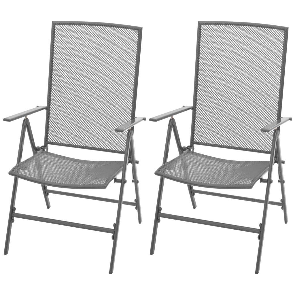 Tuinstoelen stapelbaar 2 st staal grijs is nu te koop bij PeponiXL, paradijselijk wonen!