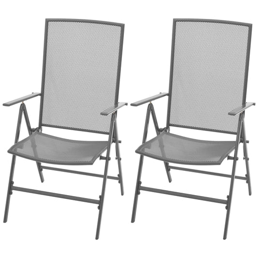 Tuinstoelen stapelbaar 2 st staal grijs is nu te koop bij PeponiXL, paradijselijk wonen!