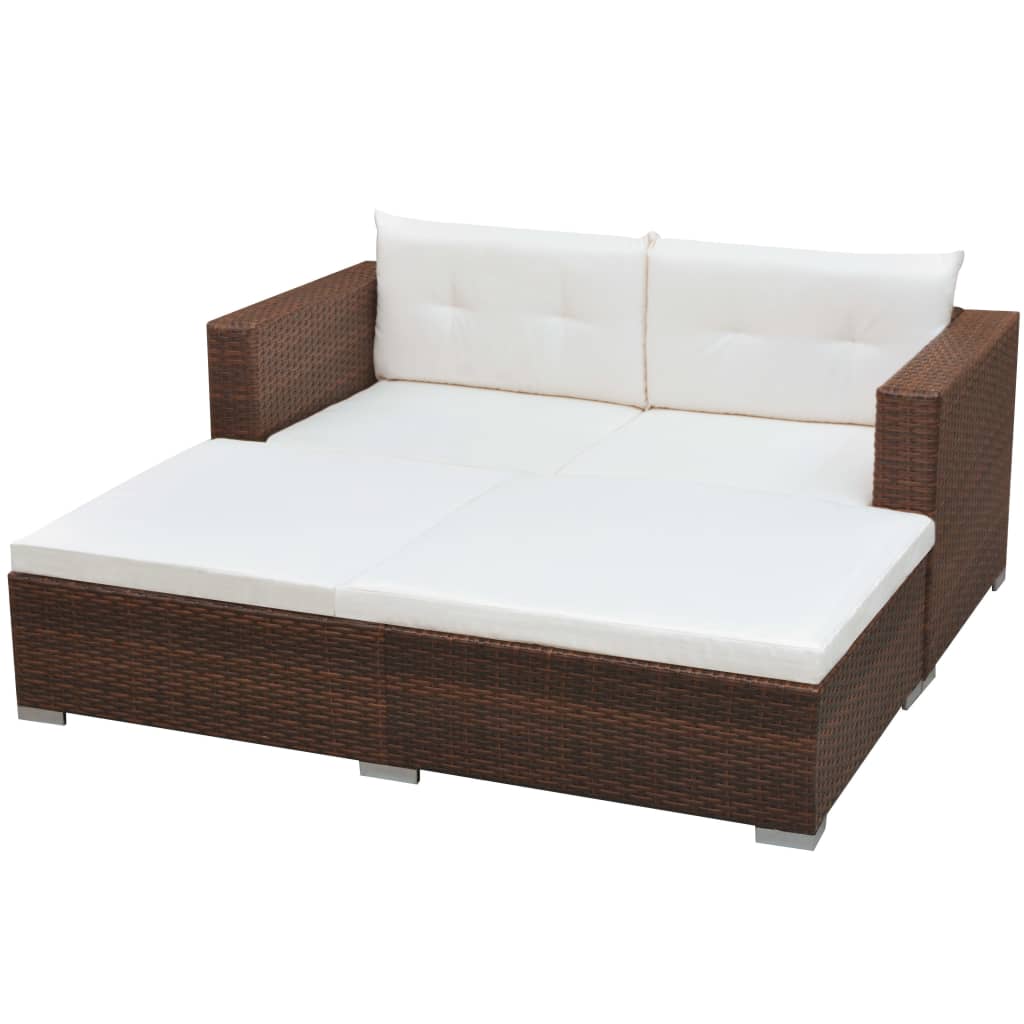 3-delige Loungeset met kussens poly rattan bruin is nu te koop bij PeponiXL, paradijselijk wonen!