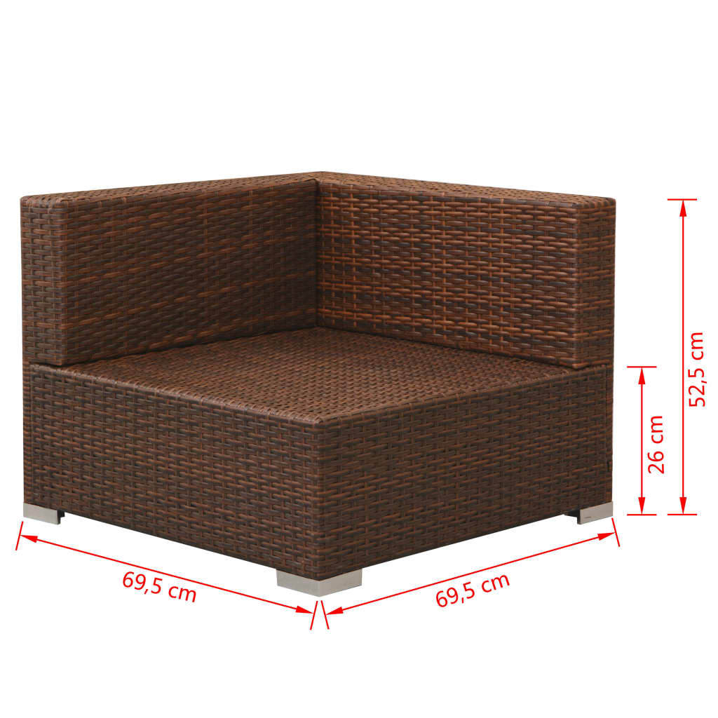 3-delige Loungeset met kussens poly rattan bruin is nu te koop bij PeponiXL, paradijselijk wonen!