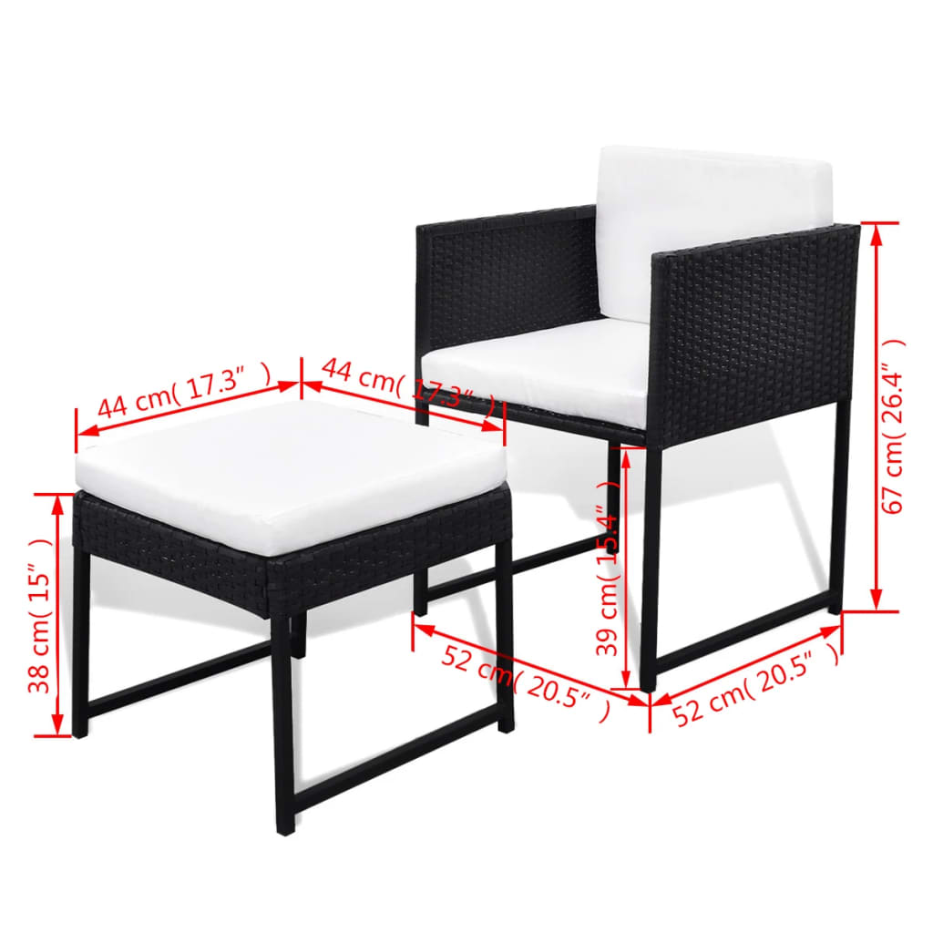 9-delige Tuinset met kussens poly rattan zwart is nu te koop bij PeponiXL, paradijselijk wonen!