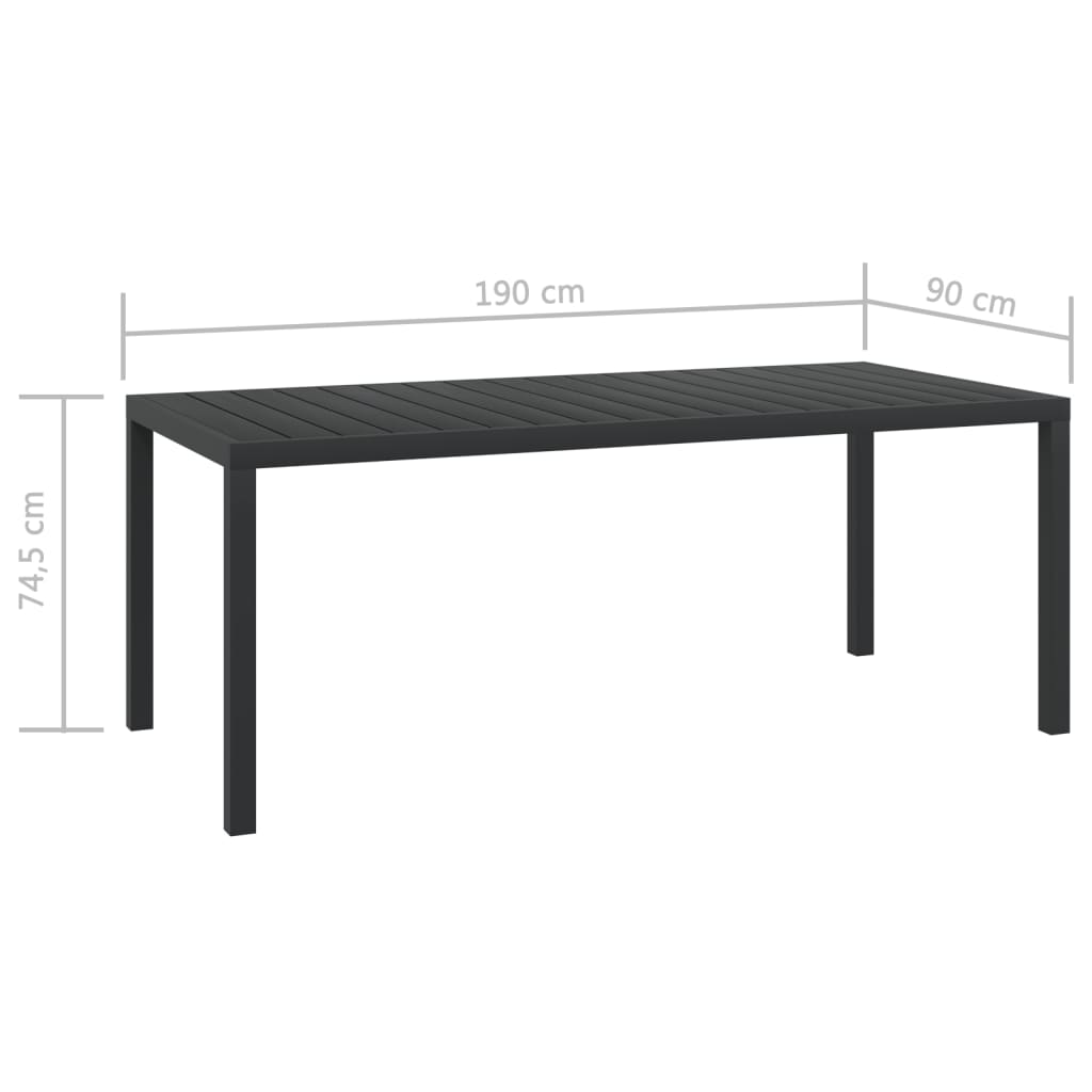 Tuintafel 185x90x74 cm aluminium en HKC zwart is nu te koop bij PeponiXL, paradijselijk wonen!