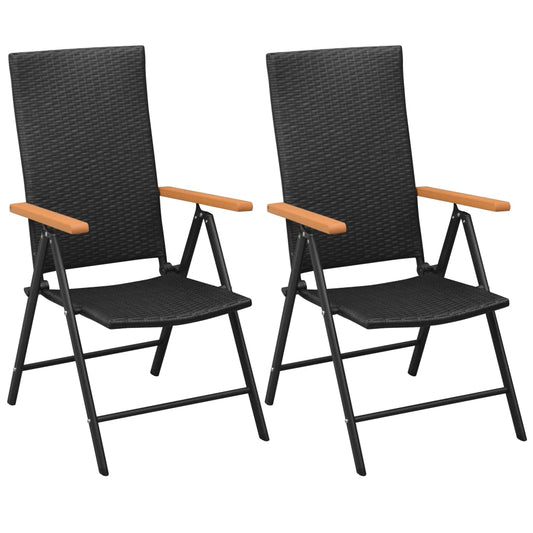 Tuinstoelen stapelbaar 2 st poly rattan zwart is nu te koop bij PeponiXL, paradijselijk wonen!