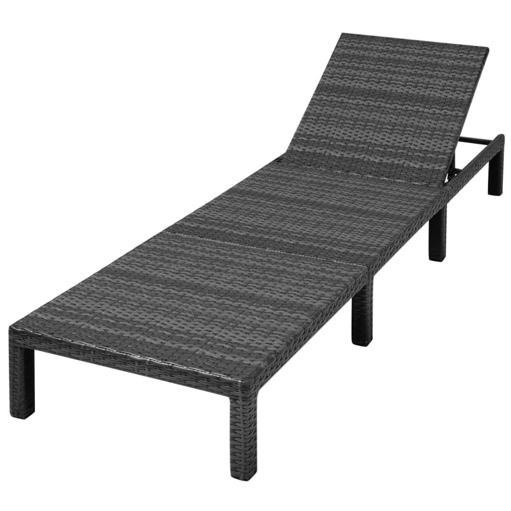 Ligbed met kussen poly rattan zwart is nu te koop bij PeponiXL, paradijselijk wonen!